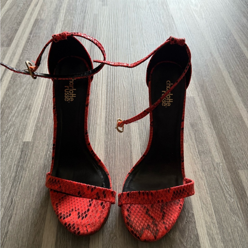 Charlotte Russe Red Snake Pattern Heels